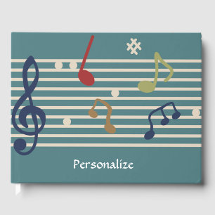 Sheet Music Musical Notes Trendy Personalised Guest Book