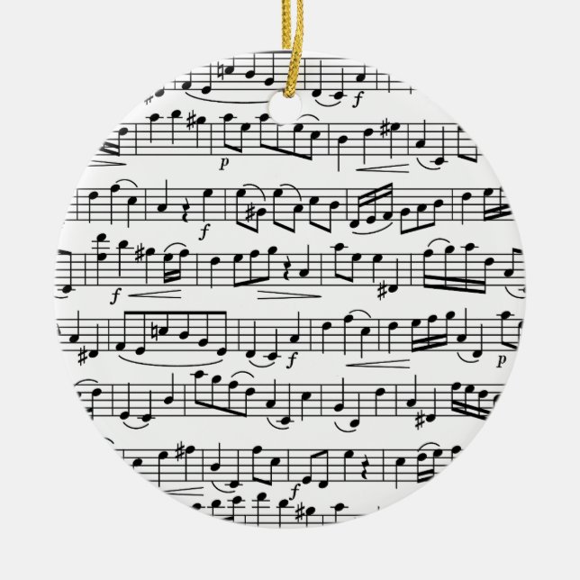 Sheet Music Notes        Ceramic Tree Decoration (Front)