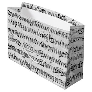 Sheet Music On Birch Tree Large Gift Bag