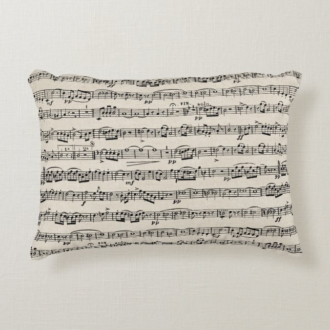 Sheet Music On Burlap Decorative Cushion (Front)