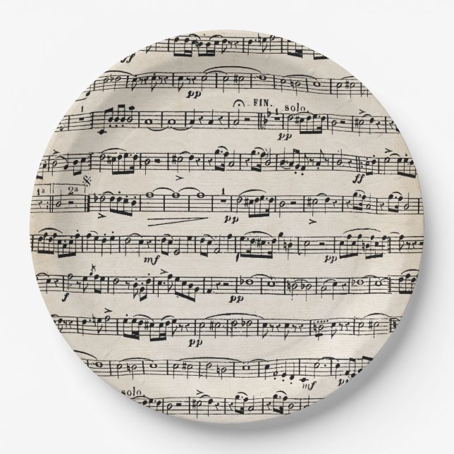 Sheet Music On Old Paper Plate (Front)