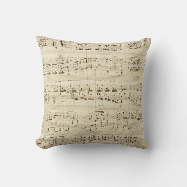 Sheet Music on Parchment Handwritten in Ink Cushion (Front)