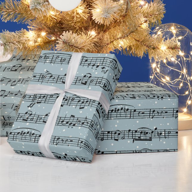 Sheet Music On Snowflakes Wrapping Paper (Holidays)