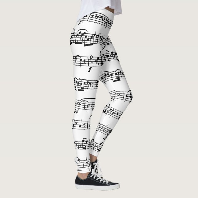 Sheet Music on White  Leggings (Right)