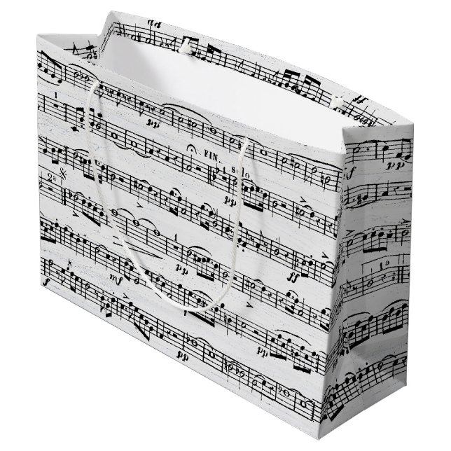 Sheet Music On Whitewashed Wood Large Gift Bag (Back Angled)