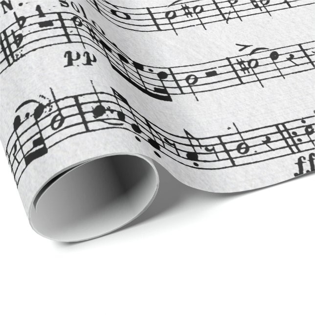 Sheet Music On Whitewashed Wood Wrapping Paper (Roll Corner)