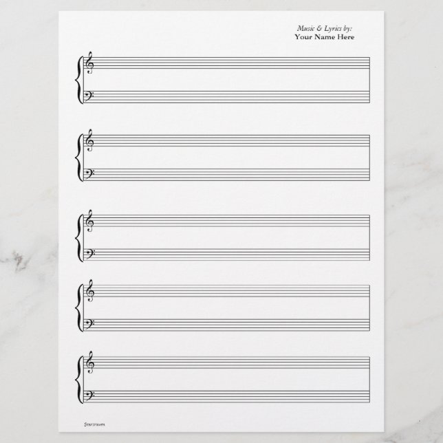 Sheet Music - Piano & Vocal (Write your own music) (Front)