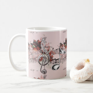 Sheet Music & Roses Silver Music Notes Coffee Mug