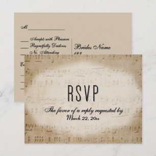 Sheet Music RSVP Dinner Choices Postcard
