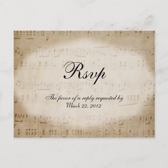 Sheet Music RSVP Dinner Choices Postcard (Front)