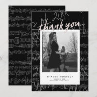 Sheet Music Script Blk Photo Graduation Thank You
