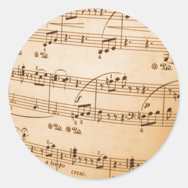 Sheet Music Template Create Your Own Custom Gifts Classic Round Sticker (Front)