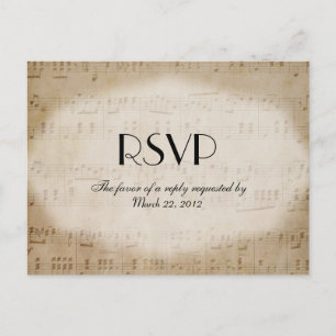 Sheet Music Theme RSVP Dinner Choices Invitation Postcard