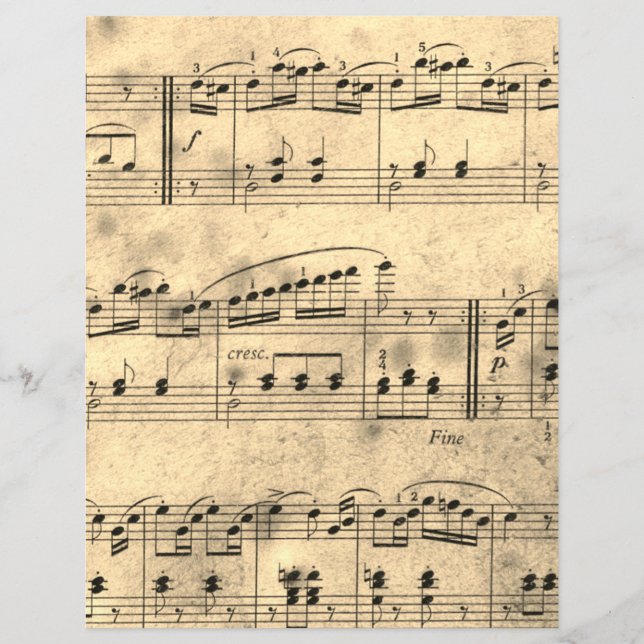 Sheet Music Vintage Parchment Scrapbooking Paper (Front)