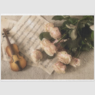 Sheet Music Violin Flowers Romantic Decoupage