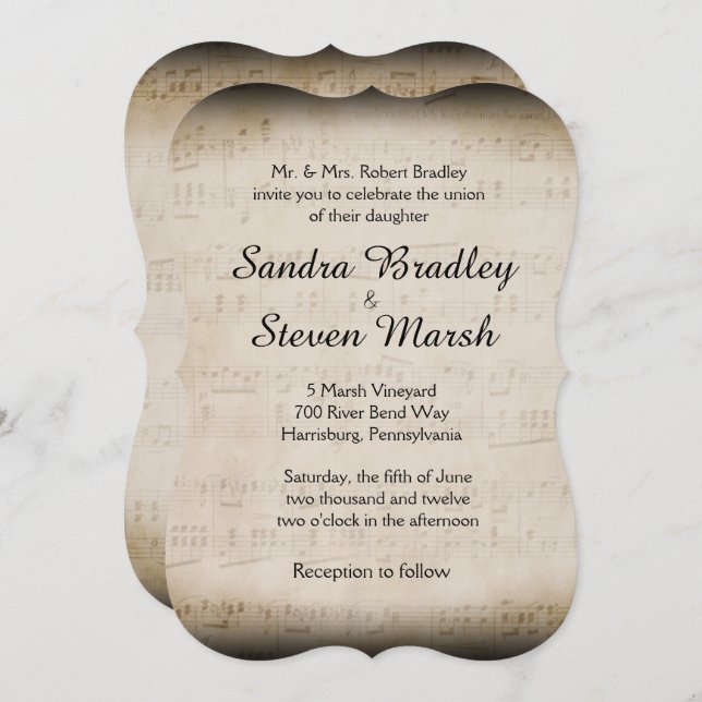 Sheet Music Wedding Invitation (Front/Back)
