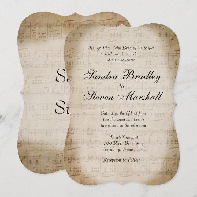 Sheet Music Wedding Invitation (Front/Back)