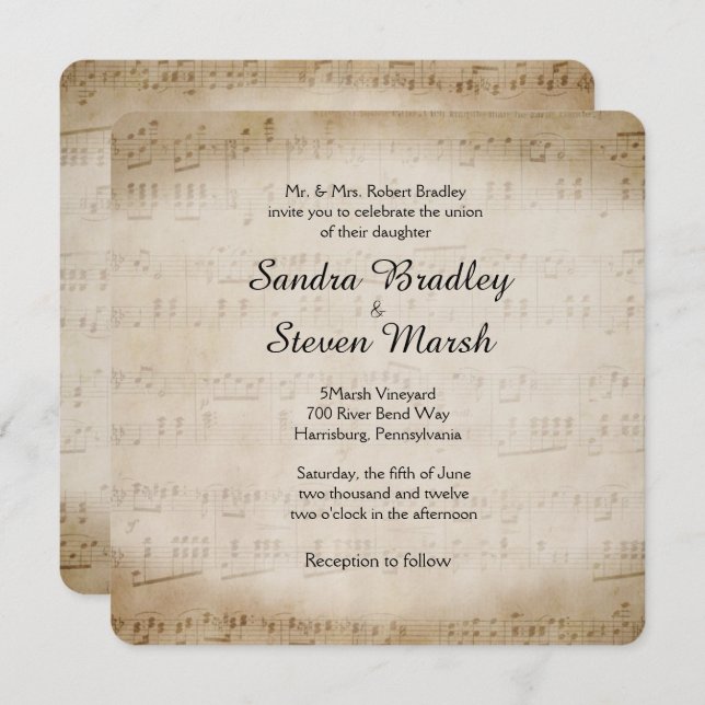 Sheet Music Wedding Invitation (Front/Back)