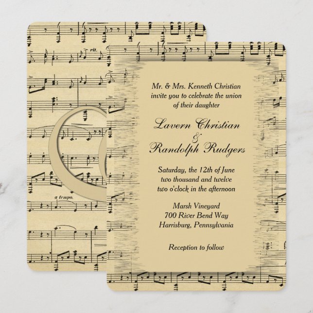 Sheet Music Wedding Invitation (Front/Back)