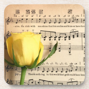 Sheet Music Yellow Rose Coaster