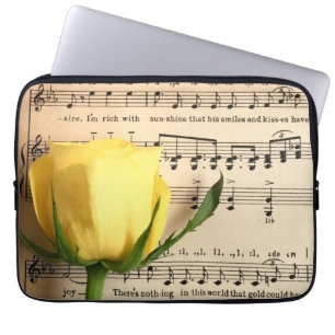 Sheet Music Yellow Rose Laptop Sleeve