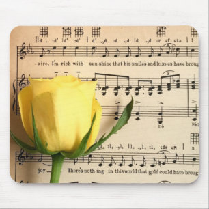 Sheet Music Yellow Rose Mouse Mat