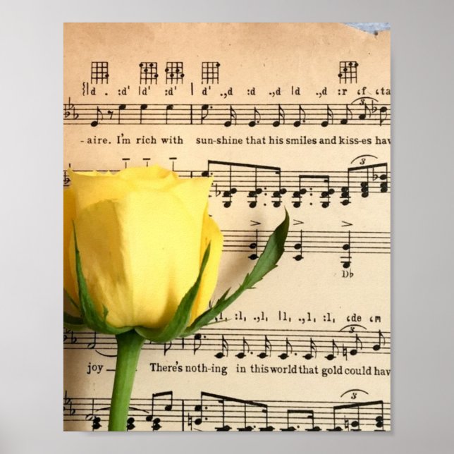 Sheet Music Yellow Rose Poster (Front)