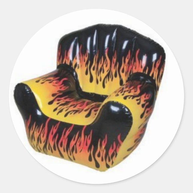 Sheet of 20 FIRE FLAME Blow up chair stickers. Classic Round Sticker (Front)