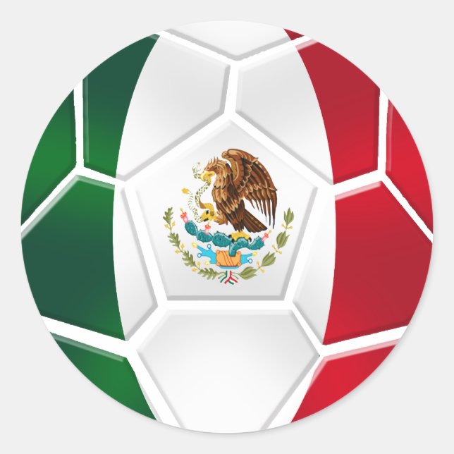 Sheet of 20 Mexican modern soccer ball stickers (Front)