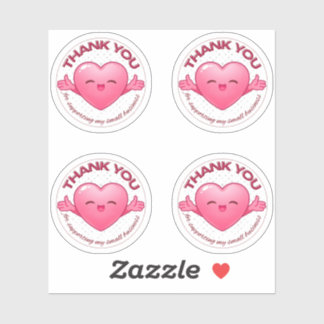 Sheet of 4 Kawaii Thank You Stickers