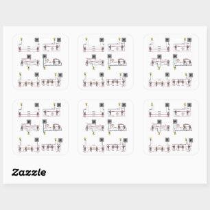 Sheet of Six STICKERS with 3-Way & 4-Way Diagrams