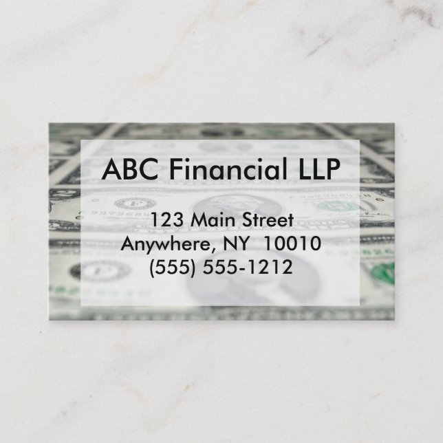 Sheet of Two Dollar Bills Business  Card (Front)