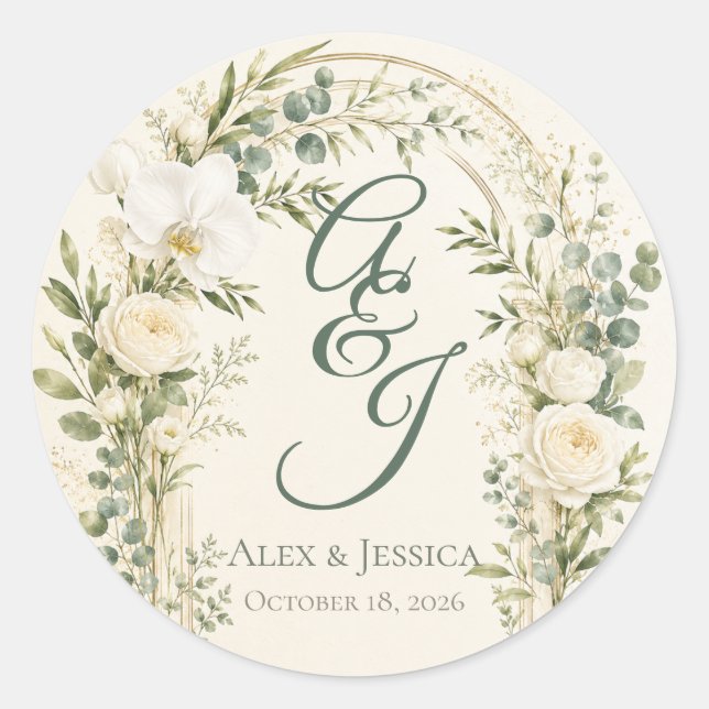 Sheet:Personalised Modern Botanical Wedding Seal (Front)