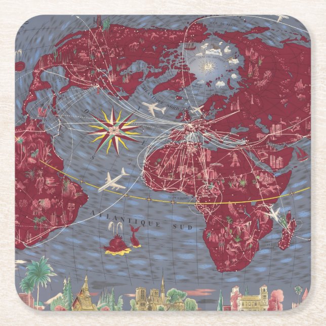 Sheets 1-8: Air France Square Paper Coaster (Front)