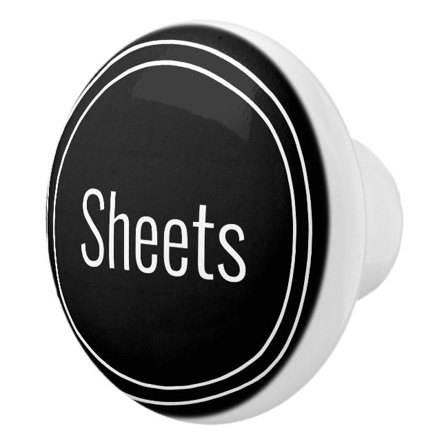 Sheets Black and White Text Template Ceramic Knob (Right)