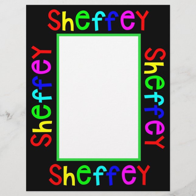 Sheffey Bold Rainbow Fonts Custom Letterhead (Front)