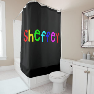 Sheffey Bold Rainbow Fonts Shower Curtain