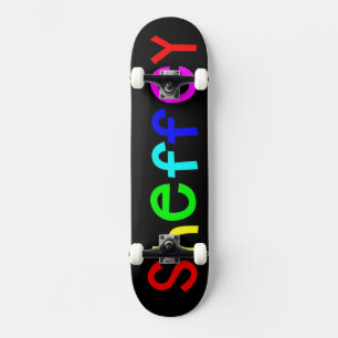 Sheffey Bold Rainbow Fonts Skate Board