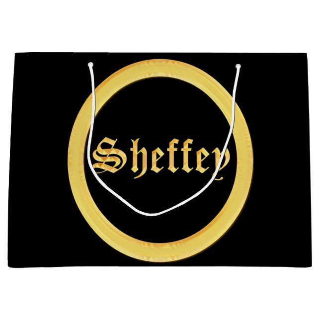 Sheffey Fonts - Black and Gold Monogram Large Gift Bag (Front)