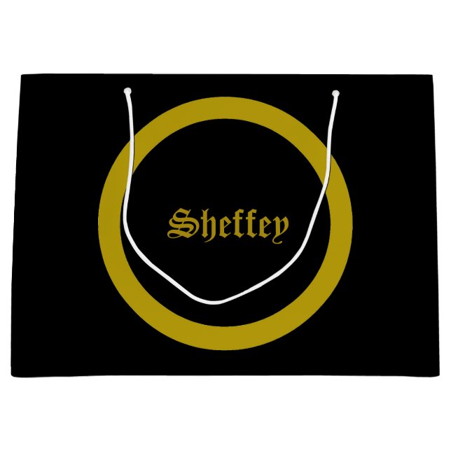 Sheffey Fonts - Black and Gold Monogram Large Gift Bag (Front)