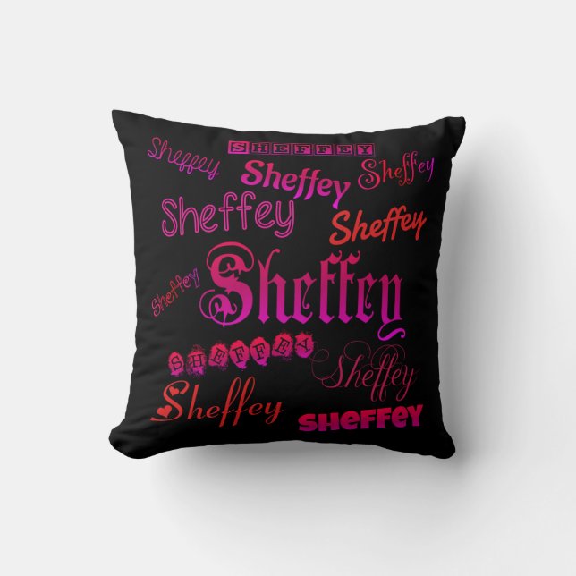 Sheffey Fonts - Pink and Red Cushion (Front)