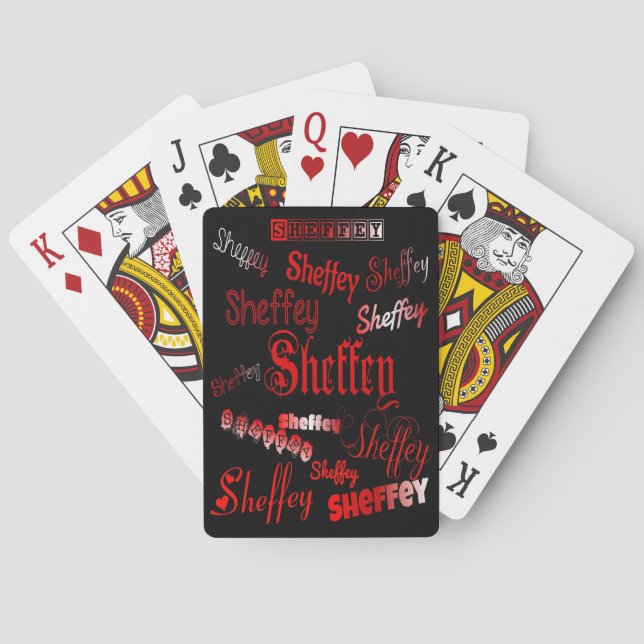 Sheffey Fonts - Shades of Red on Black Playing Cards (Back)