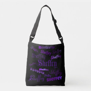 Sheffey Purple Fonts Crossbody Bag