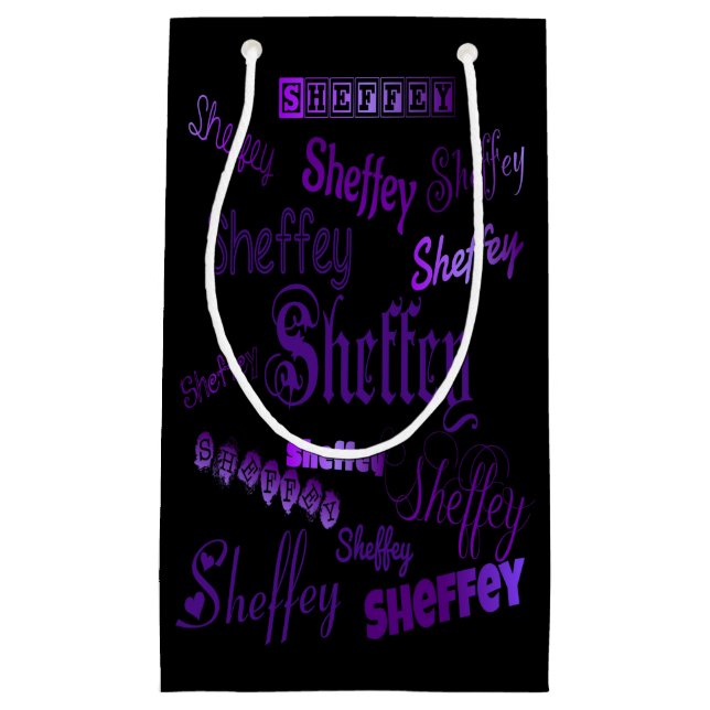 Sheffey Purple Fonts Small Gift Bag (Front)