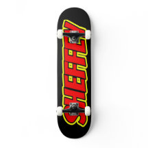 Sheffey Red Comic Fonts Skate board deck