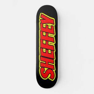 Sheffey Red Comic Fonts Skate board deck