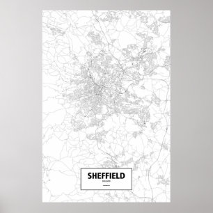 Sheffield, England (black on white) Poster