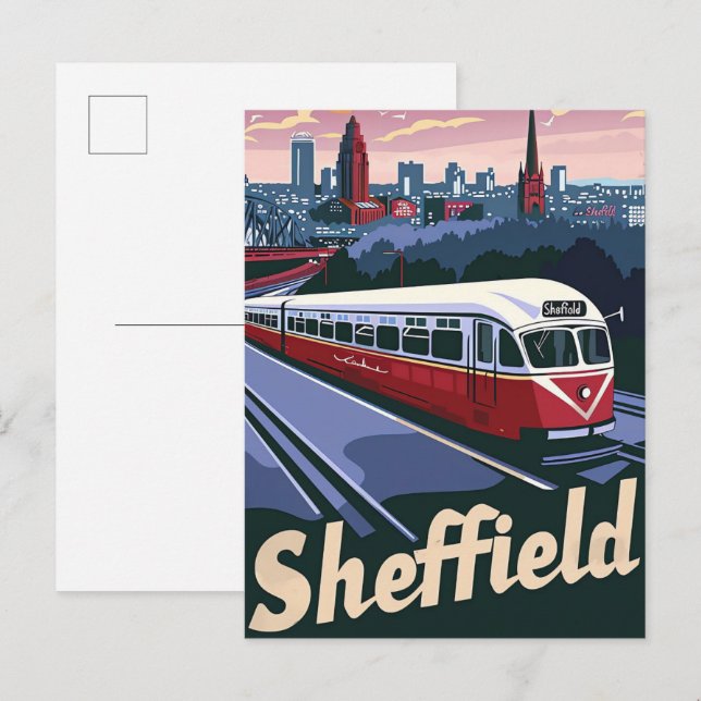 Sheffield Great Britain Travel Illustration Postcard (Front/Back)