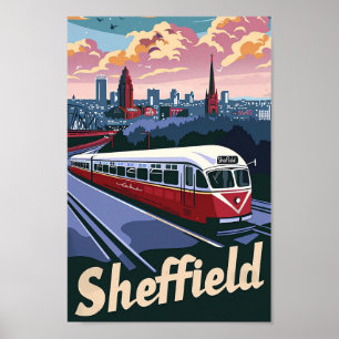 Sheffield Great Britain Travel Illustration Poster