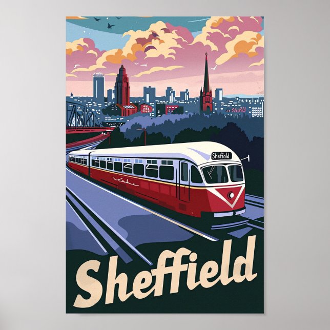 Sheffield Great Britain Travel Illustration Poster (Front)